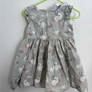 H&M Swan Print Baby Dress 12-18M Cottagecore Cute Party Easter Spring